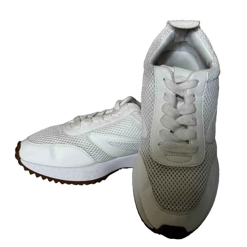 DV Dolce Vita BYNX Lace Up Jogger Sneakers Shoes 7.5 White Mesh Platform Chunky